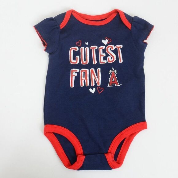 Angels Baseball Cutest Fan! MLB Girls Newborn & Infants Bodysuit Romper SET - Picture 6 of 7